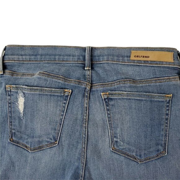 GRLFRND Jeans‎ 28 Blue Skinny Candice Mid Rise Distressed Raw Hem Stretch - Picture 5 of 11